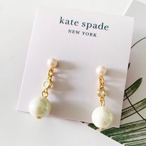 Kate Spade pearl crystal drop earrings NWT